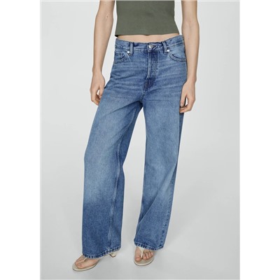 Jeans wideleg loose tiro medio