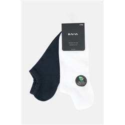 Avva Erkek Lacivert-beyaz 2'li Bambu Patik Çorap B008506