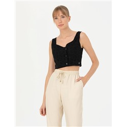 Siyah Crop Top Bluz