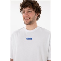 Erkek Oversize Fit Bisiklet Yaka Beyaz Tişört