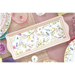 Блюдо, 35х15 см, фарфор P, прямоугольное, белое, Цветы и птицы, Birds Melody, 62835