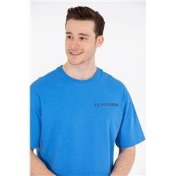 Erkek Saks Oversize Bisiklet Yaka Tişört
