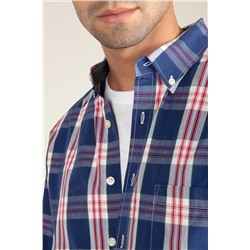 Camisa regular fit Azul marino y gris