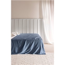Ciel King Size %100 Pamuk Lastiksiz Saten Çarşaf - Koyu Mavi