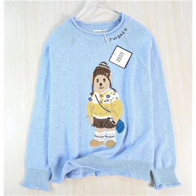 Женский милый шерстяной свитер толстой вязки с подвернутым краем