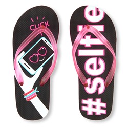 Girls 'Selfie' Graphic Flip Flop