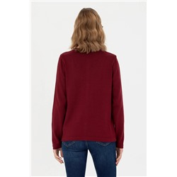 Kadın Bordo Basic Triko Hırka