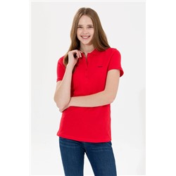 Kadın Kırmızı Basic Polo Yaka Tişört