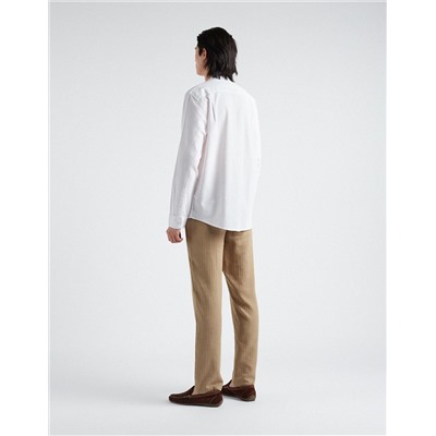 Linen Blend Trousers, Men, Brown
