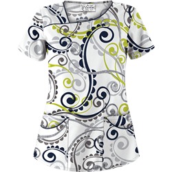 UA Cartwheels Giddy Green Asymmetrical Scrub Top