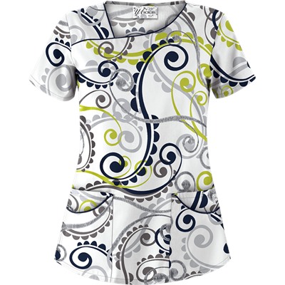 UA Cartwheels Giddy Green Asymmetrical Scrub Top