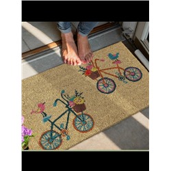Relaxdays  Fußmatte "Fahrräder" in Natur - (B)60 x (T)40 cm