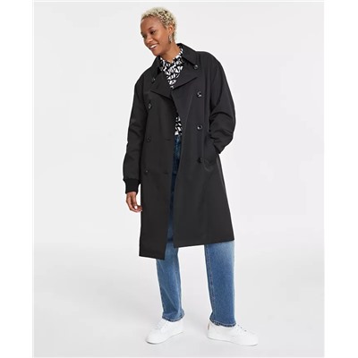 KARL LAGERFELD PARIS Women's Ruched-Sleeve Trench Coat