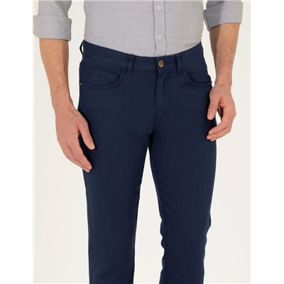 Lacivert Slim Fit Kanvas Pantolon