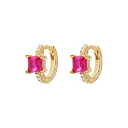 Gabi Rielle Gabi Rielle 14K Over Silver Ruby Crystal Huggie Earrings