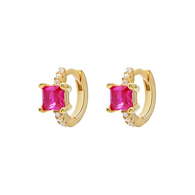 Gabi Rielle Gabi Rielle 14K Over Silver Ruby Crystal Huggie Earrings