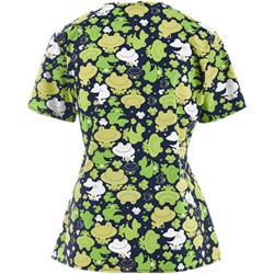 Zoe + Chloe Scrubs Just Hopping Around V-Neck Print Top