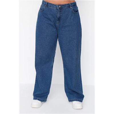 Mavi Yüksek Bel Geniş Kesim Jeans TBBAW23CJ00020