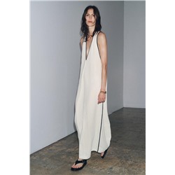 ZW COLLECTION LINEN BLEND TRIM DRESS