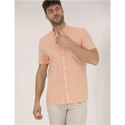 Turuncu Regular Fit Kısa Kollu Gömlek
