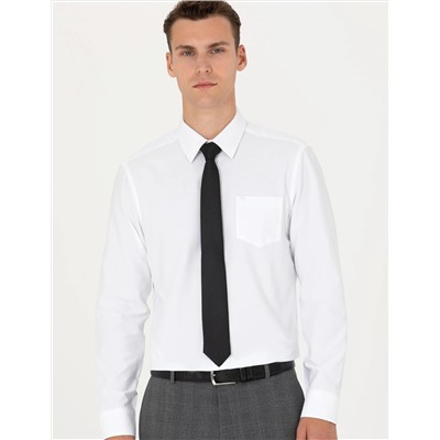 Beyaz Regular Fit Uzun Kollu Basic Gömlek