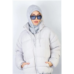 Ritnice Kadın İpli Gri Balaclava Triko Bere / Başlık 1290