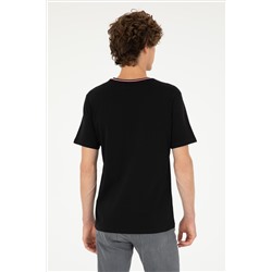Erkek Regular Fit Bisiklet Yaka Siyah Tişört