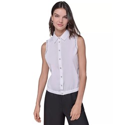 KARL LAGERFELD PARIS Women's Embellished Sleeveless Button-Front Top