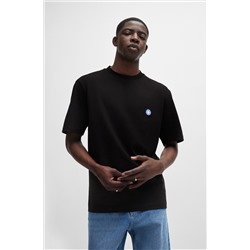 Cotton-jersey T-shirt with HAPPY HUGO logo