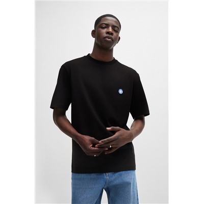 Cotton-jersey T-shirt with HAPPY HUGO logo