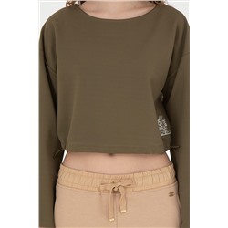 Kadın Haki Bisiklet Yaka Sweatshirt