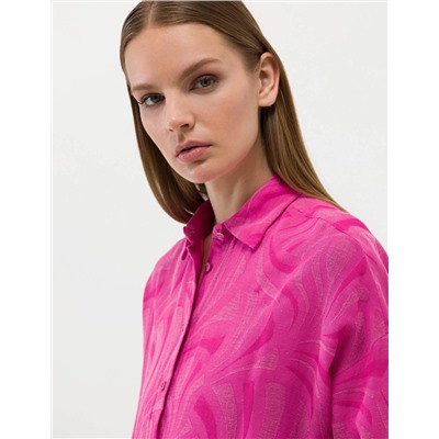 Pembe Keten Karışımlı Oversize Gömlek