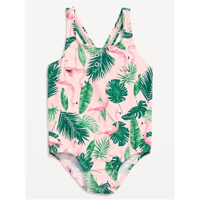 Printed One-Piece Henley Swimsuit for Toddler Girls