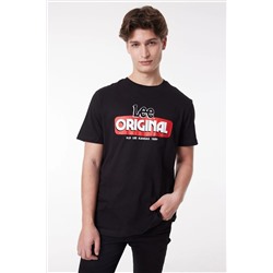 Lee, Regular Fit Normal Kesim %100 Pamuk Bisiklet Yaka Siyah Tişört
