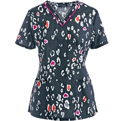 Cherokee Runway Scrubs Lovely To Meet Zoo Print Top