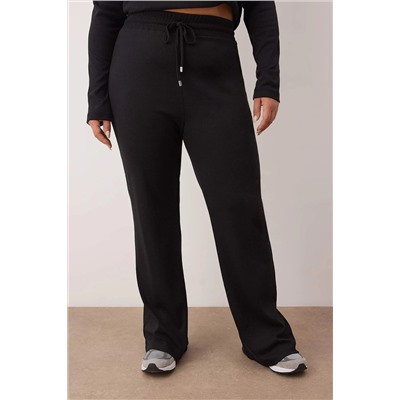 Siyah Melanj Fitted/Vücuda Oturan Fitilli Esnek Örme Alt-Üst Takım TBBAW26CP00010