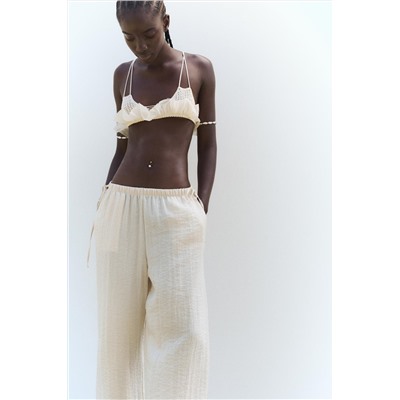 LINEN BLEND PALAZZO TROUSERS