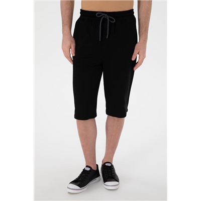 Erkek Regular Fit Siyah Örme Şort