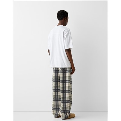 Checked balloon fit trousers