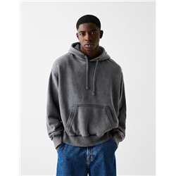 Faded-effect boxy fit hoodie