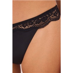 Tanga microfibra y encaje negro