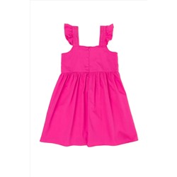 Kız Çocuk Pembe Kolsuz Dokuma Elbise