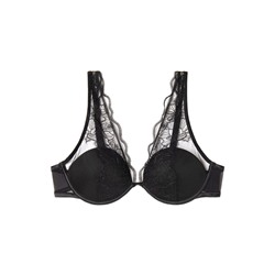 Sujetador halter satén y tul negro