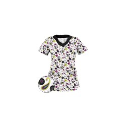 UA Party Paisley White Print Scrub Top
