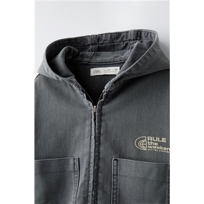 TWILL OVERSHIRT WITH HOOD