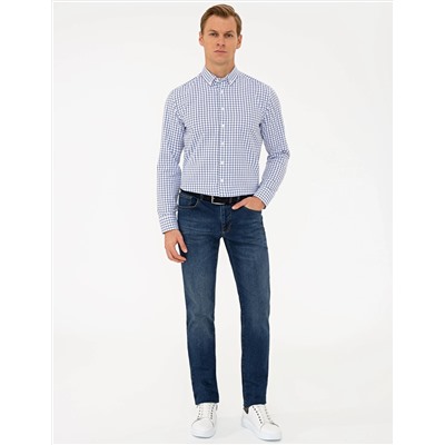 Lacivert Slim Fit Uzun Kollu Gömlek