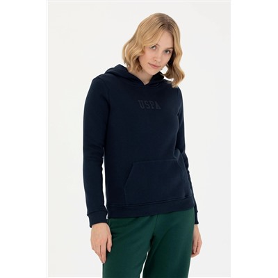 Kadın Lacivert Kapüşonlu Basic Sweatshirt