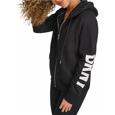 DKNY Women's Exploded-Logo Front-Zip Hoodie