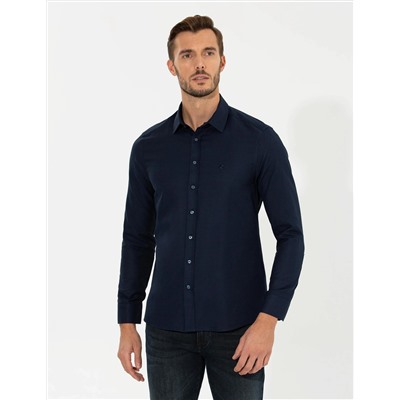 Lacivert Slim Fit Oxford Gömlek