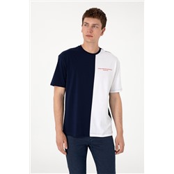 Erkek Comfort Fit Bisiklet Yaka Lacivert Tişört